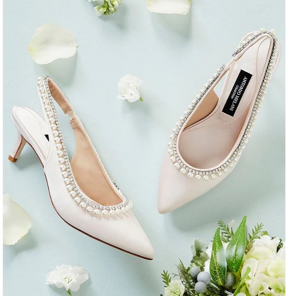 ANTONIO MELANI Collection Celeste Jewel and Pearl Slingback Dress Pumps